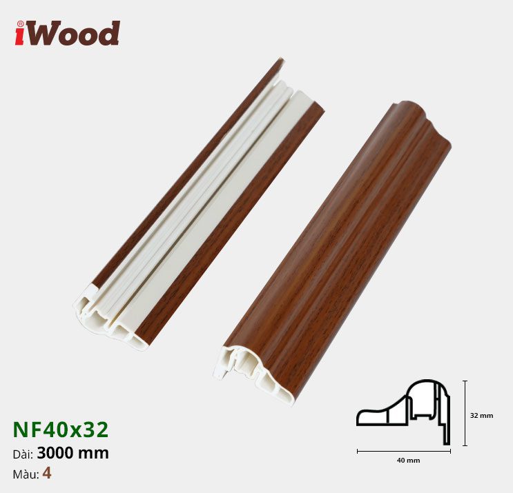Nẹp Nhựa Cửa Iwood NF40x32-4 Nẹp Nhựa Cửa Iwood NF40x32-4