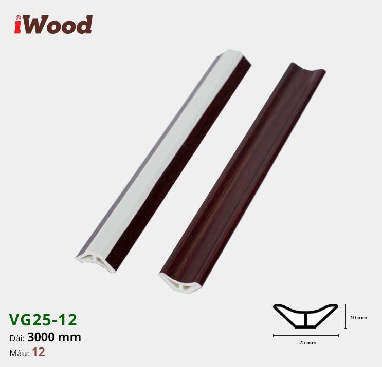 Nẹp Nhựa Góc Âm Iwood VG25-12 Nẹp Nhựa Góc Âm Iwood VG25-12