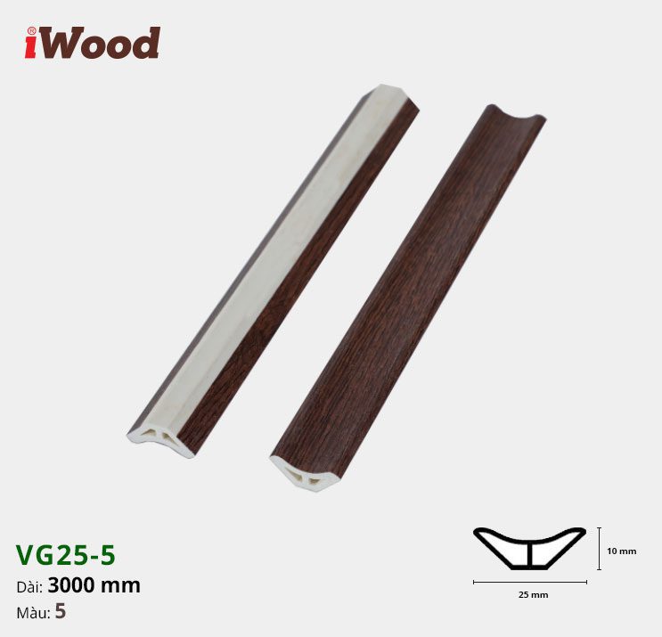 Nẹp Nhựa Góc Âm Iwood VG25-5 Nẹp Nhựa Góc Âm Iwood VG25-5