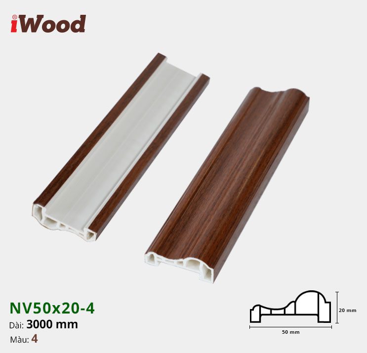 Nẹp Nhựa Viền Iwood NV50x20-4 Nẹp Nhựa Viền Iwood NV50x20-4