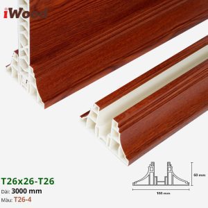 Nẹp Nhựa Vách Ngăn Iwood T26x26 T26-4