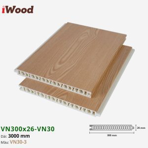 Vách Ngăn Nhựa PVC Vân Gỗ VN300x26 Iwood VN30-3