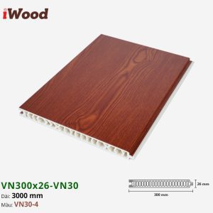 Vách Ngăn Nhựa PVC Vân Gỗ VN300x26 Iwood VN30-4