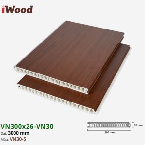 Vách Ngăn Nhựa PVC Vân Gỗ VN300x26 Iwood VN30-5