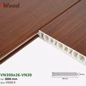 Vách Ngăn Nhựa PVC Vân Gỗ VN300x26 Iwood VN30-5