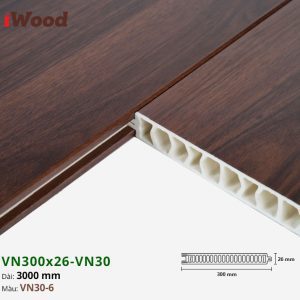 Vách Ngăn Nhựa PVC Vân Gỗ VN300x26 Iwood VN30-6