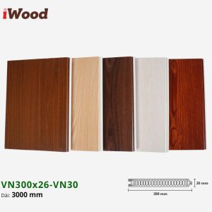 Vách Ngăn Nhựa PVC Vân Gỗ VN300x26 Iwood VN30