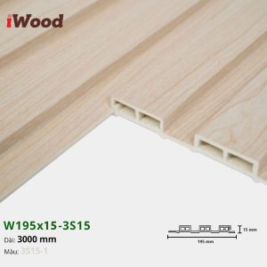Lam Nhựa PVC 3 Sóng Thấp W195x15 Iwood 3S15-1