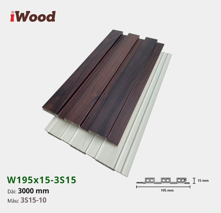 Lam Nhựa PVC 3 Sóng Thấp W195x15 Iwood 3S15-10 Lam Nhựa PVC 3 Sóng Thấp W195x15 Iwood 3S15-10