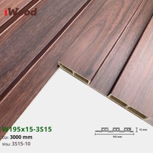 Lam Nhựa PVC 3 Sóng Thấp W195x15 Iwood 3S15-10