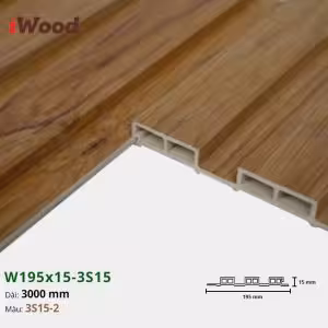Lam Nhựa PVC 3 Sóng Thấp W195x15 Iwood 3S15-2