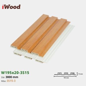 Lam Nhựa PVC 3 Sóng Thấp W195x15 Iwood 3S15-3