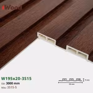 Lam Nhựa PVC 3 Sóng Thấp W195x15 Iwood 3S15-5