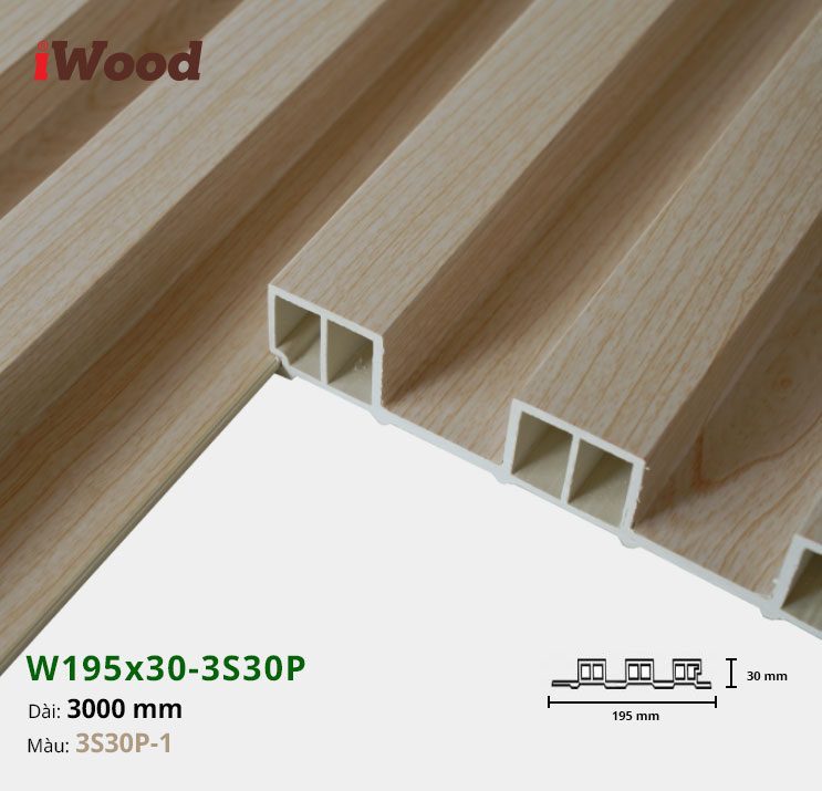 Lam Nhựa PVC 3 Sóng Cao W195x30 Iwood 3S30P-1 Lam Nhựa PVC 3 Sóng Cao W195x30 Iwood 3S30P-1