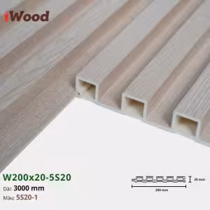 Lam Nhựa PVC 3 Sóng Cao W200x20 Iwood 5S20-1