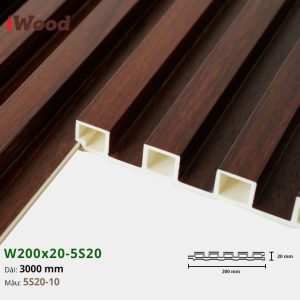 Lam Nhựa PVC 3 Sóng Cao W200x20 Iwood 5S20-10
