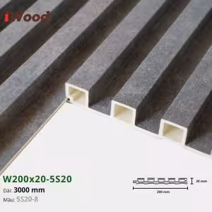 Lam Nhựa PVC 3 Sóng Cao W200x20 Iwood 5S20-8