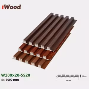 Lam Nhựa PVC 3 Sóng Cao W200x20 Iwood 5S20