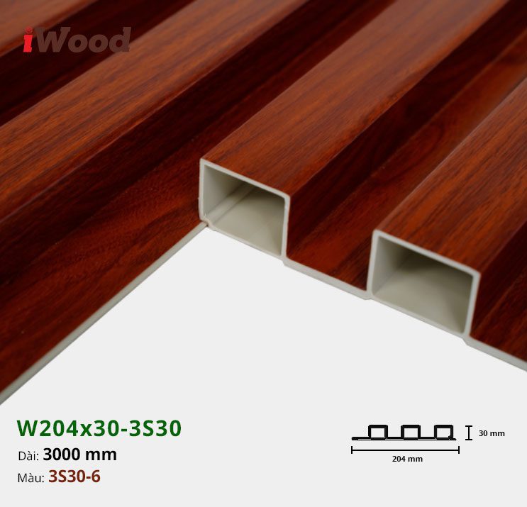 Lam Nhựa PVC 3 Sóng Cao W204x30 Iwood 3S30-6 Lam Nhựa PVC 3 Sóng Cao W204x30 Iwood 3S30-6