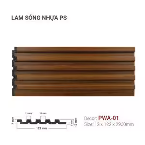 Lam Sóng Nhựa PS PWA-01 Vân Gỗ Nâu