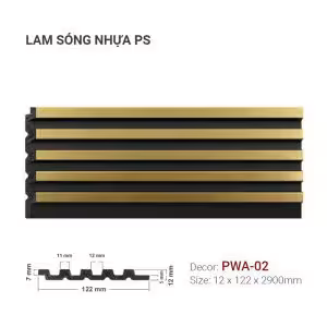 Lam Sóng Nhựa PS PWA-02 Đen Chỉ Vàng Sang Trọng