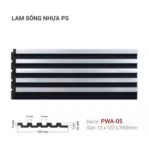 Tấm Ốp Nhựa Lam Sóng PS PWA-05 Màu Đen Kim Loại