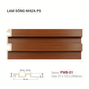 Tấm Ốp Nhựa Lam Sóng PS Vân Gỗ PWB-01