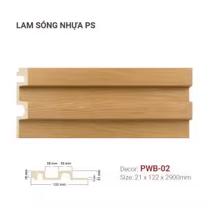 Tấm Ốp Tường Lam Sóng Nhựa PS Giả Gỗ PWB-02