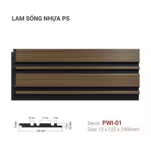 Tấm Ốp Nhựa Lam Sóng PS Vân Gỗ PWI-01