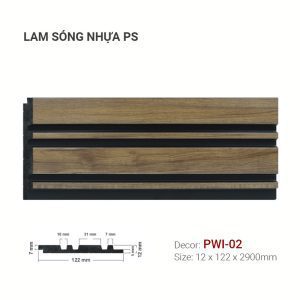Tấm Ốp Nhựa Lam Sóng Vân Gỗ PWI-02