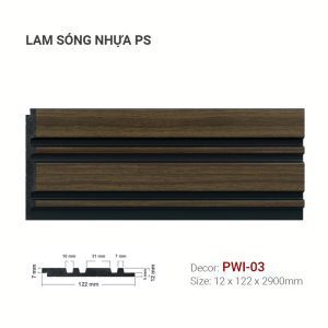 Tấm Ốp Nhựa PS Lam Sóng Vân Gỗ PWI-03