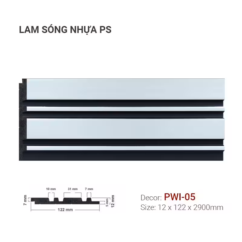 Tấm Ốp Lam Sóng Nhựa PS PWI-05 Trắng Đen Tấm Ốp Lam Sóng Nhựa PS PWI-05 Trắng Đen