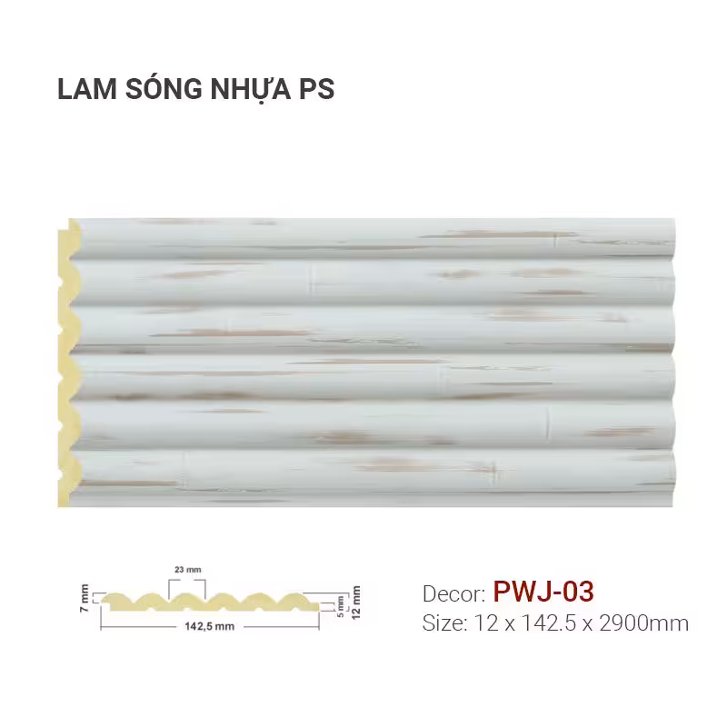 Tấm Ốp Lam Sóng Nhựa PS Giả Vân Gỗ PWJ-03 Tấm Ốp Lam Sóng Nhựa PS Giả Vân Gỗ PWJ-03