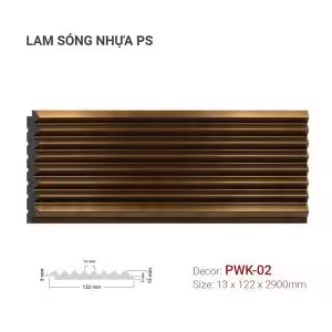 Lam Sóng Nhựa PS Nâu Vân Gỗ PWK-02