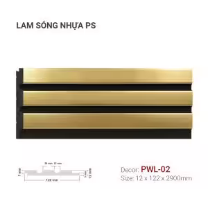Tấm Ốp Lam Sóng Nhựa PS PWL-02 Vàng Đen
