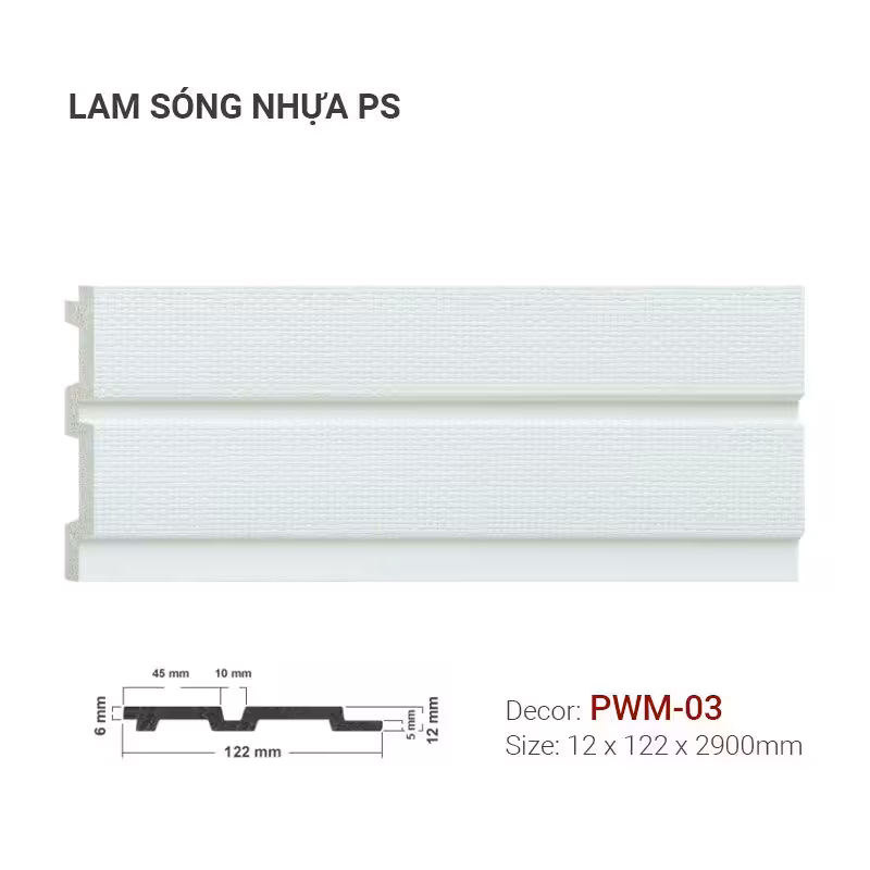 Tấm Ốp Lam Sóng Nhựa PS PWM-03 Tấm Ốp Lam Sóng Nhựa PS PWM-03