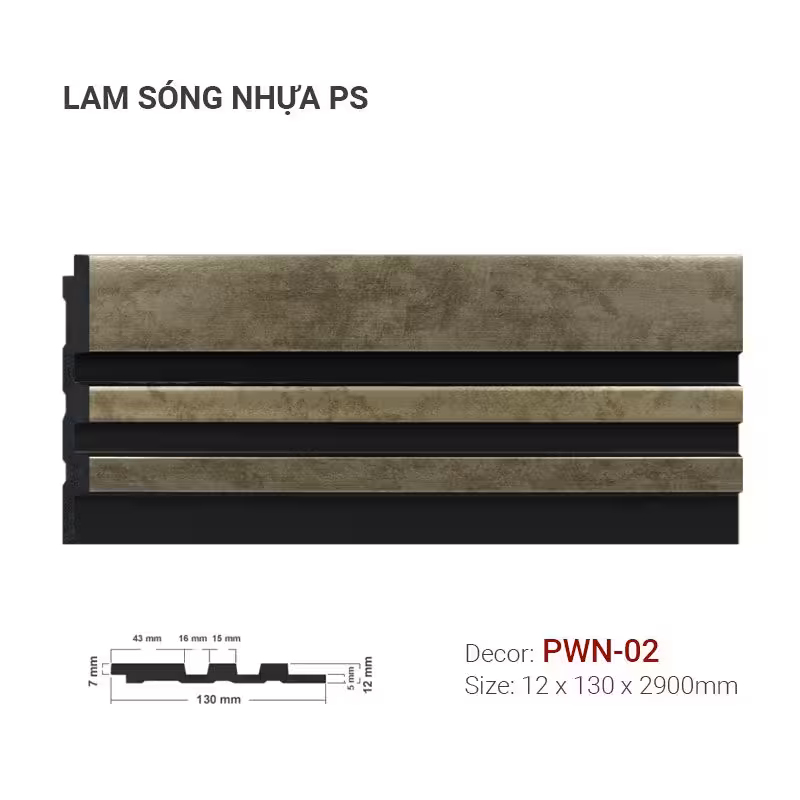 Tấm Ốp Lam Sóng Nhựa PS 130×12 PWN-02 Hai Màu Tấm Ốp Lam Sóng Nhựa PS 130×12 PWN-02 Hai Màu