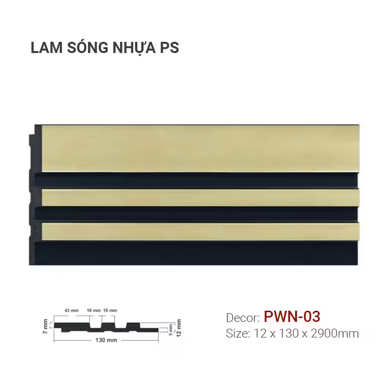 Lam Sóng Nhựa PS PWN-03 12x130mm Lam Sóng Nhựa PS PWN-03 12x130mm
