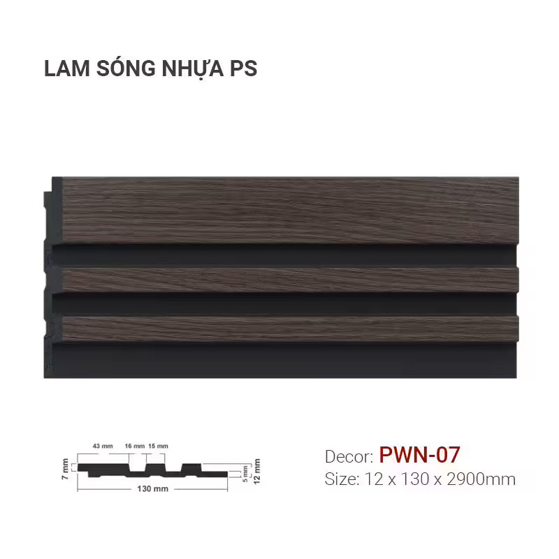 Lam Sóng Nhựa PS 130×12 PWN-07 Lam Sóng Nhựa PS 130×12 PWN-07