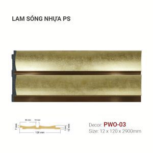 Tấm Ốp Lam Sóng Nhựa PS Vàng Ánh Kim PWO-03