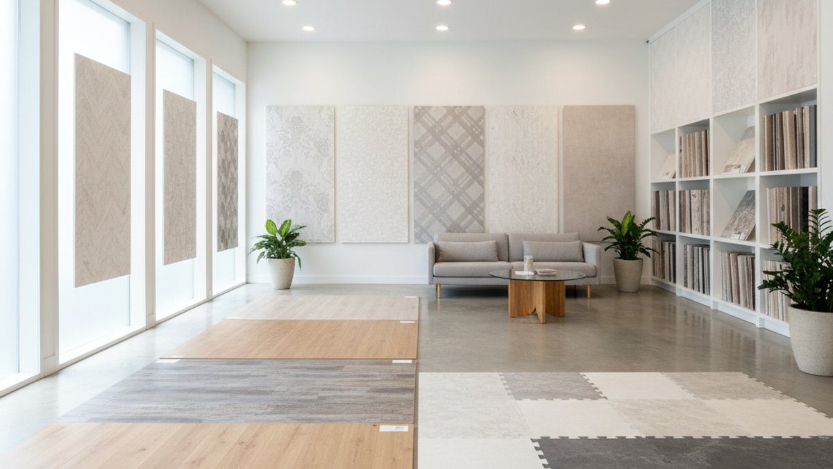 Showroom Vua Sàn Gỗ trưng bày sàn gỗ, sàn nhựa, giấy dán tường