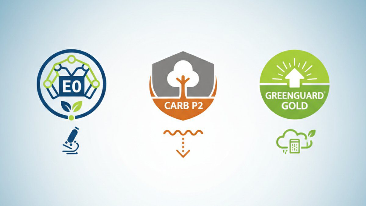 So sánh tiêu chuẩn E0, CARB P2, Greenguard Gold