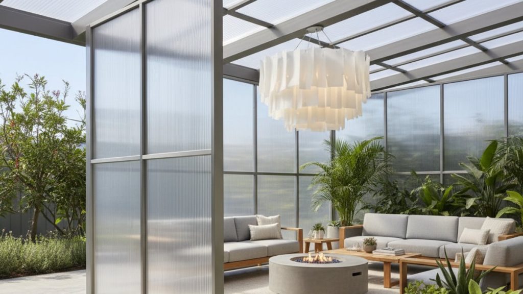 Không gian sống hiện đại sử dụng tấm polycarbonate