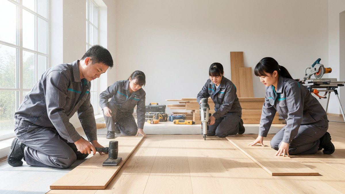 Thi công sàn gỗ tự nhiên Vua Sàn Gỗ