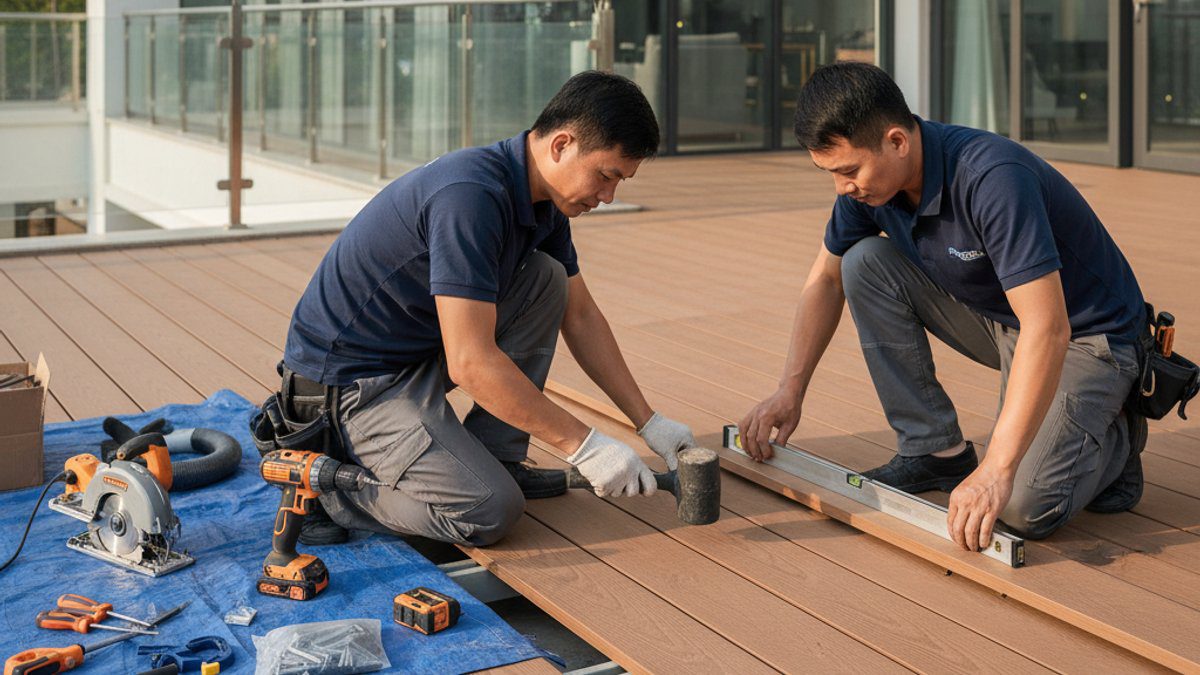 Thợ thi công sàn gỗ nhựa WPC