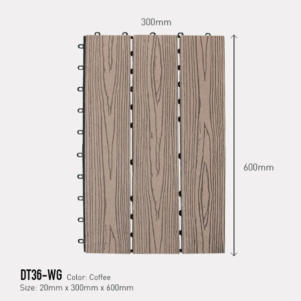 Vỉ Gỗ Nhựa Ngoài Trời DT36-WG-Coffee