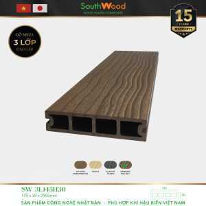 Sàn gỗ ngoài trời South Wood SW-3L145H30-Crimson Walnut