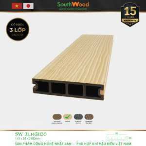 Sàn gỗ ngoài trời South Wood SW-3L145H30-Maple