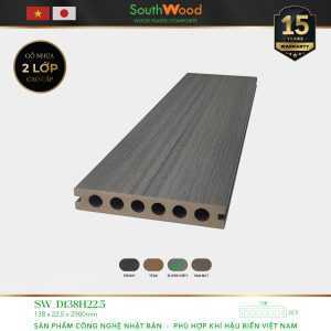 Sàn gỗ ngoài trời South Wood D138H22.5-Silver Grey