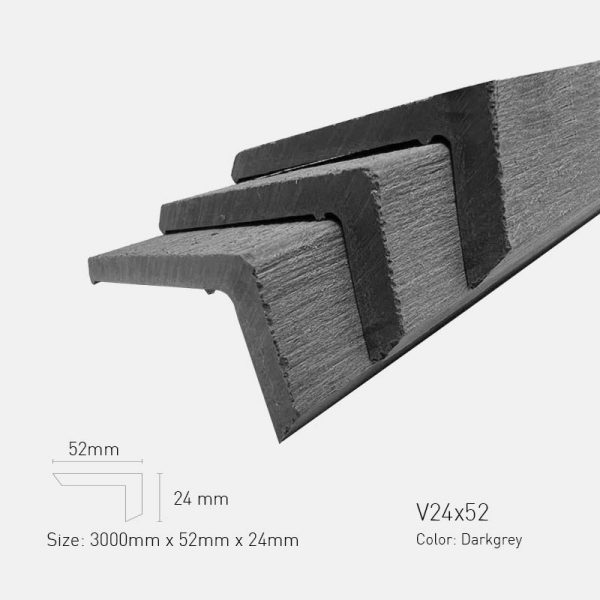 Thanh Nẹp V Gỗ Nhựa TPWood V24x52-Darkgrey